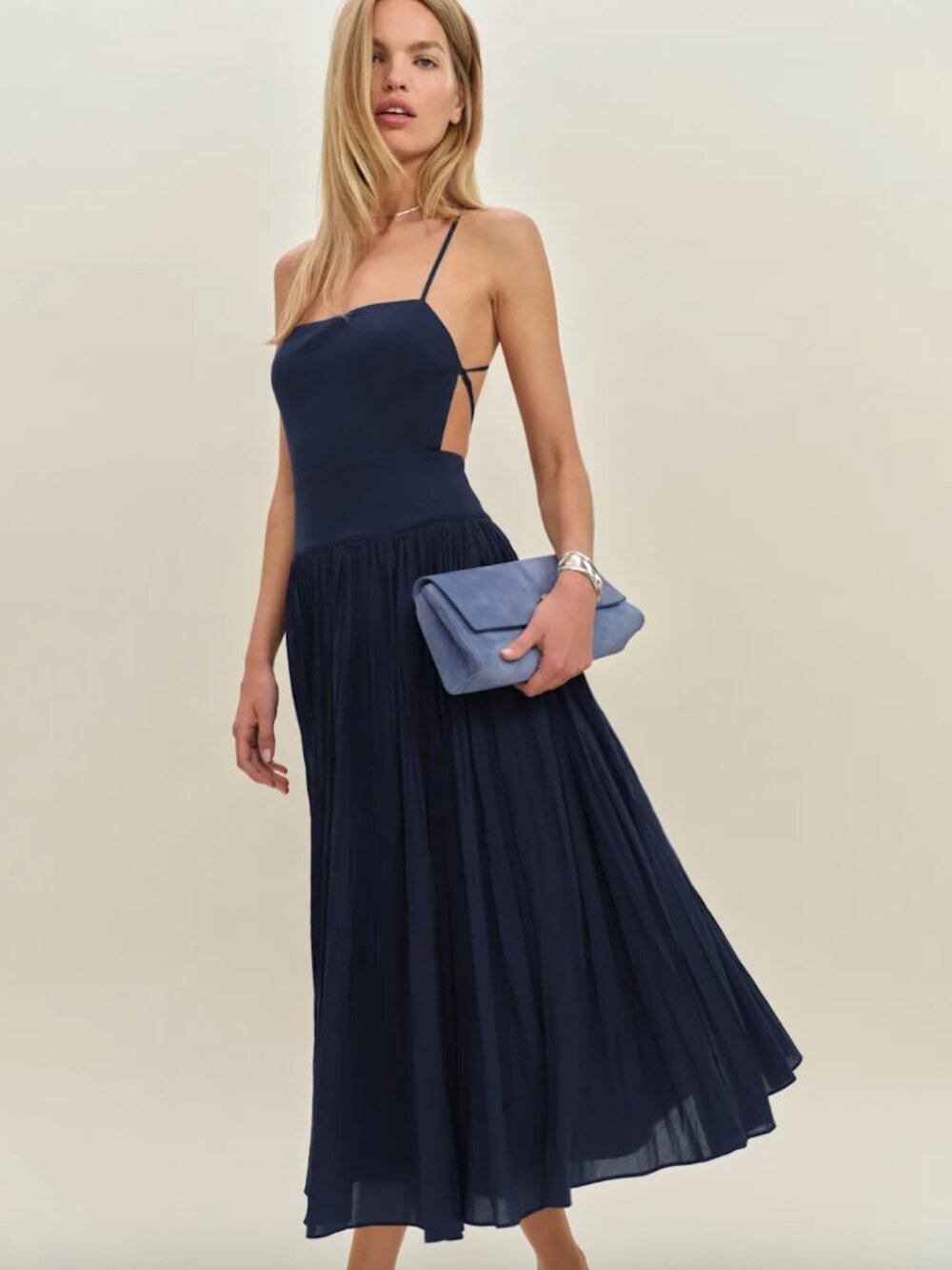 Reformation Perlette Midi Dress Midnight